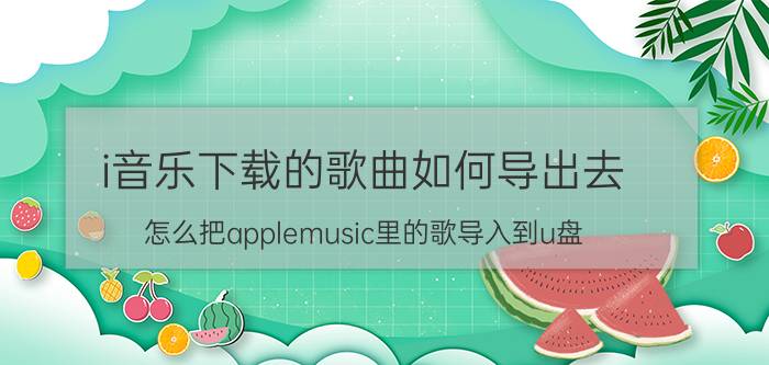 i音乐下载的歌曲如何导出去 怎么把applemusic里的歌导入到u盘？